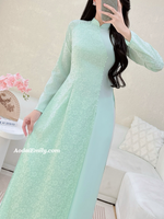GRACIE Pastel ao dai set with pearls
