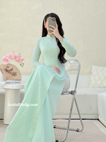GRACIE Pastel ao dai set with pearls