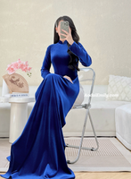 ALIZA Dark Blue Velvet Ao dài