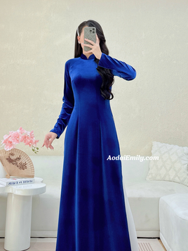 ALIZA Dark Blue Velvet Ao dài