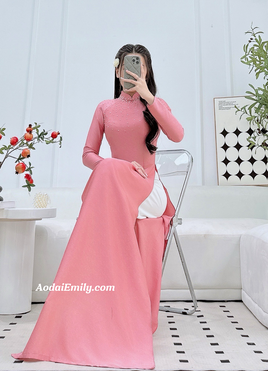 EVERLEE Ao dai with crystals collar|