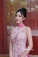 PAULA Fuchsia Sleeveless Mini sakura Pre made ao dai
