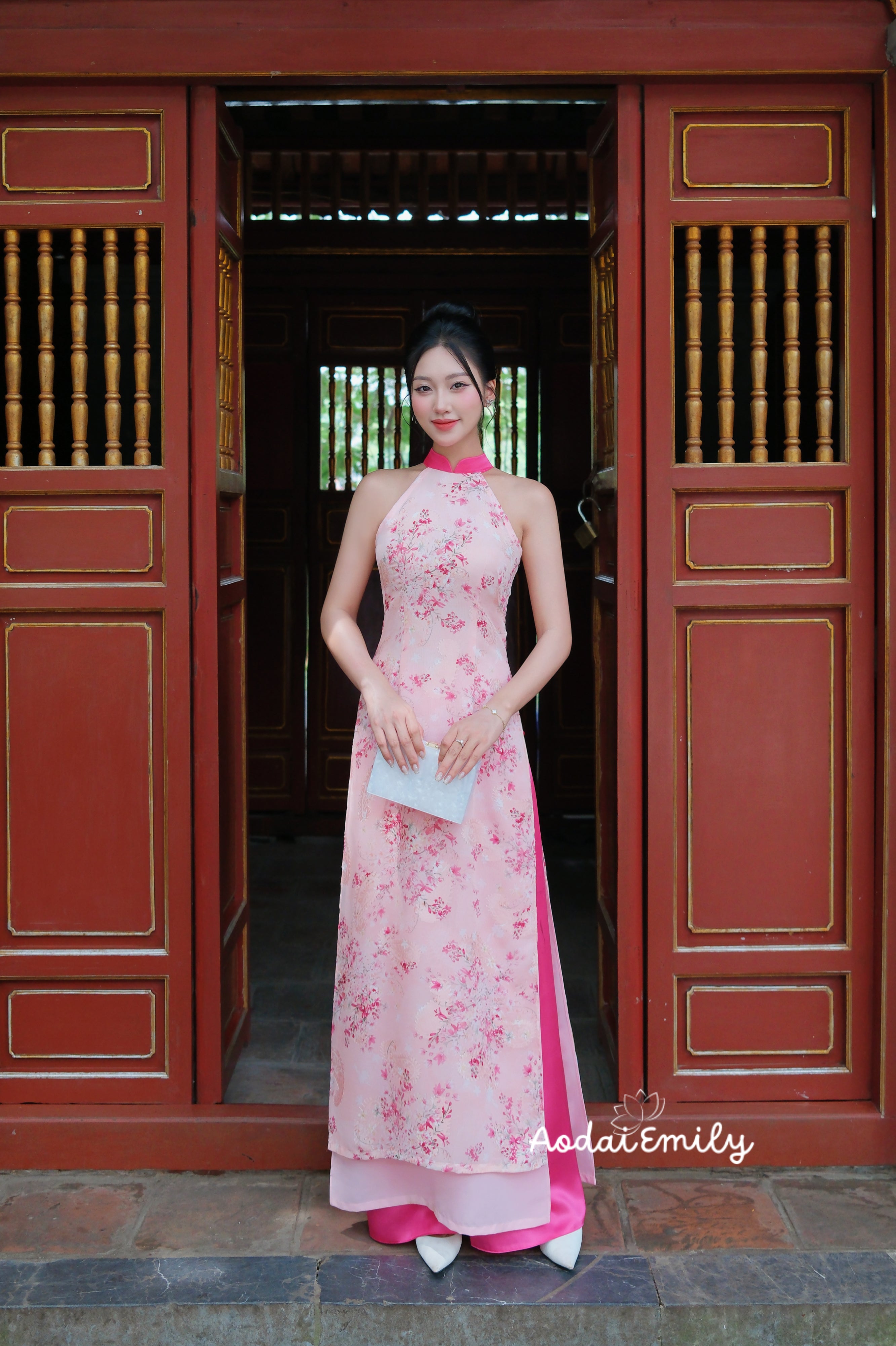 Fuchsia Sleeveless Mini sakura Pre made ao dai
