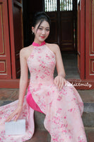 PAULA Fuchsia Sleeveless Mini sakura Pre made ao dai