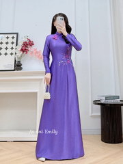 Purple Traditional style ao dai with beading crystals | Lila
