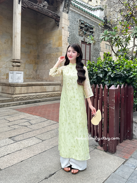 AVERY Double layers modern ao dai with Spring patterns