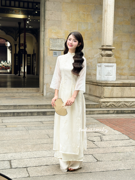 ABIGAIL Modern ao dai with embroidery flowers patterns