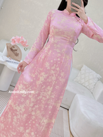 FIONA Ao dai Gam with Cherry Blossom Flowers with buttons