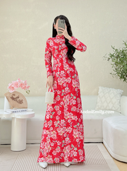 Printed Red flowers flowers pattern