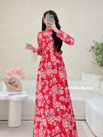 REGINA Printed Red flowers flowers pattern