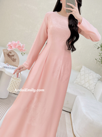 LEIA Blush pink ao dai with simple crystals|