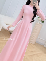 CUPID Plain Pink ao dai with pearls|