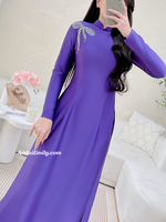 KENZIE Purple ao dai with Hand beading bows