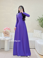 KENZIE Purple ao dai with Hand beading bows