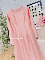 LEIA Blush pink ao dai with simple crystals|