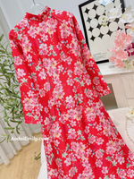 REGINA Printed Red flowers flowers pattern