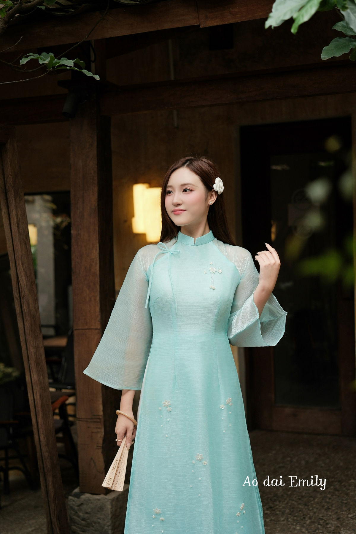 Modern ao dai with hand beading flowers | Seaside Daisy