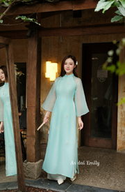 Modern ao dai with hand beading flowers | Seaside Daisy