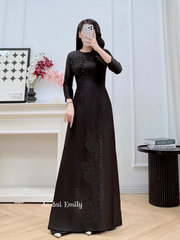 Black  Ao dài with beading designs| Lihua