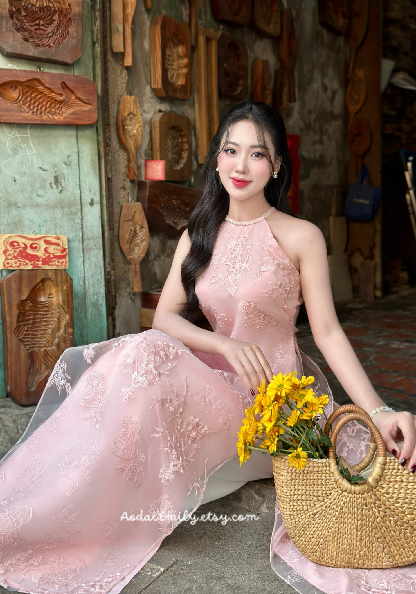 Ao Dai Pink Asian Dress Top Grade Asian Vietnamese Traditional Dress, Vietnam Bride Ao Dai Ao Dai Pink Asian Dress Top Grade Asian Vietnamese Traditional Dress, Vietnam Bride Ao Dai