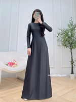 ARYA Black ao dai with simple beading crystals