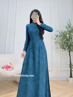 ESTHER Dark Blue Ao dai with hand beading crystals