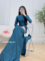 ESTHER Dark Blue Ao dai with hand beading crystals