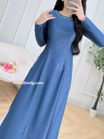 SORAYA Blue Ao dai with simple crystals