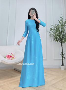 SIENA Blue ao dai with round collar