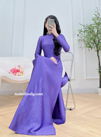 LETTIE Purple ao dai with simple crystals rhinestones