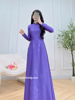 LETTIE Purple ao dai with simple crystals rhinestones