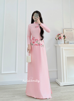 JULIET Pink Pre made embroidery ao dai