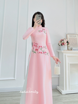 JULIET Pink Pre made embroidery ao dai