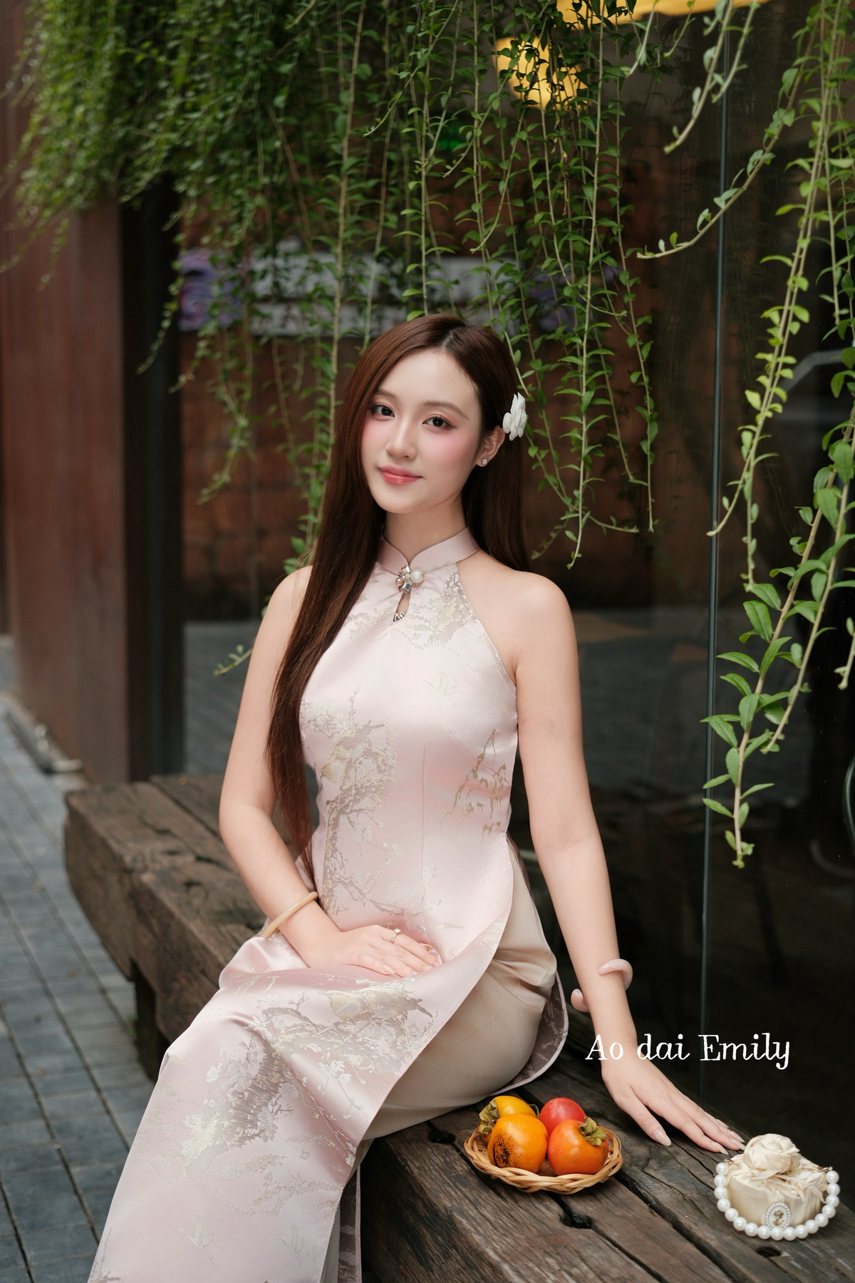 Sleeveless Spring patterns Pre made ao dai| Spring birds
