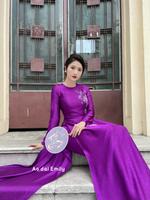 Purple ao dai set with crystal beading design| Cornflower