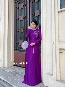Purple ao dai set with crystal beading design| Cornflower