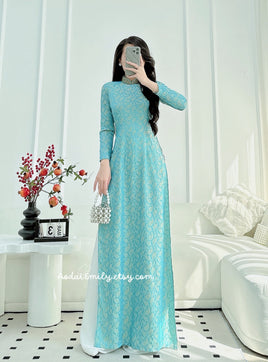 ORLA Pre made traditional ao dai with crystals collar