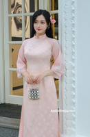 MIRA Pink modern ao dai with hand beading