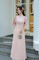 MIRA Pink modern ao dai with hand beading