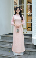 MIRA Pink modern ao dai with hand beading