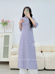 Loosing style Purple modern ao dai with pearls