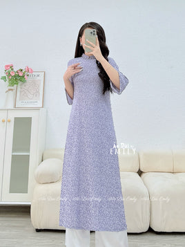 MADDISON Loosing style Purple modern ao dai with pearls