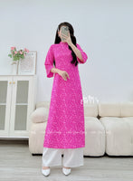 ROWYN Loosing style Hot Pink modern ao dai with pearls