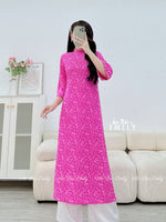 ROWYN Loosing style Hot Pink modern ao dai with pearls