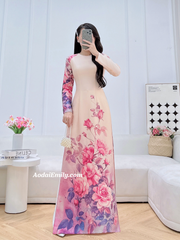 Printed flowers pattern Pre made ao dai