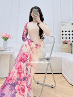 GLORIA Printed flowers pattern Pre made ao dai
