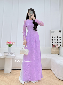 YARA Purple Traditional Lace áo dài