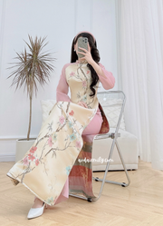 Taffeta Modern ao dai with spring patterns