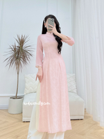 MYA Pink flowers pattern Modern Ao dai set