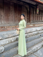 Double layers chiffon Ao Dai Set with design buttons| Begonia